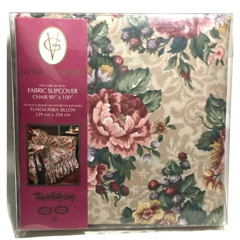 Town & Country Living Gloria Vanderbilt Floral Fabric 90 x 100” Slipcover Chair